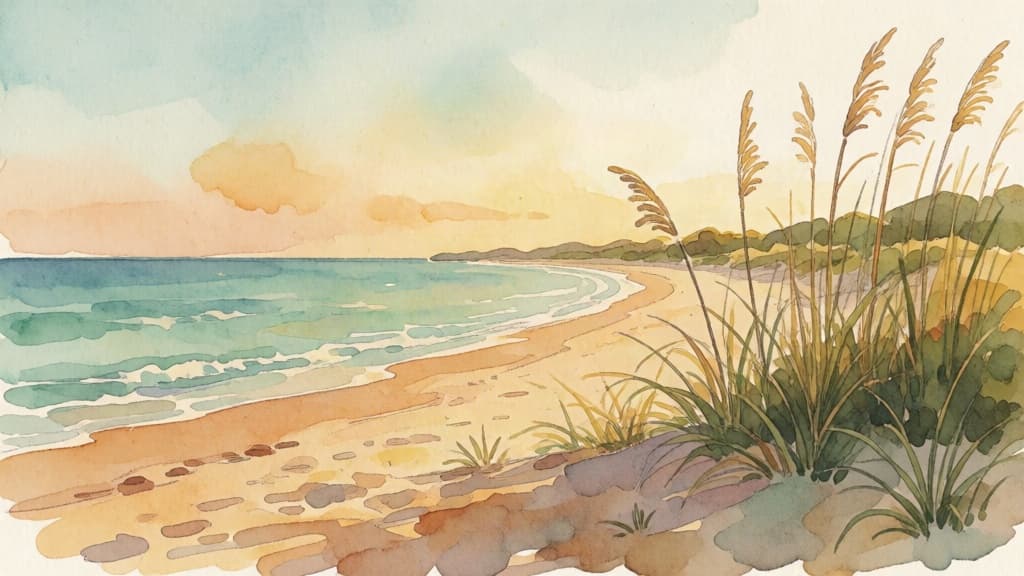 A quiet watercolor coastline